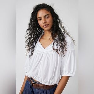 FREE PEOPLE No Good Alone Tee Top White